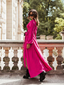 Women's Maxi Dress with Ruffle Accents & Waist Belt