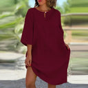 Chic Airy Dress with Convenient Pockets and Stylish Neckline