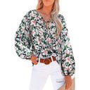 Floral Print Women's Blouse with Flowing Sleeves