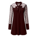 Chic Women's Chiffon Dress with Bow & Polka Dots