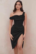 Chic Asymmetrical Cocktail Dress with High Slit