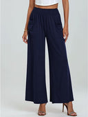 Women's Relaxed-Fit Leisure Trousers with Elastic Waist and Side Pockets