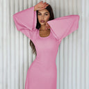 Flared Sleeve Maxi Dress with Gathered Bodice