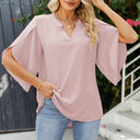 Chic V-Neck Blouse with Flared Sleeves