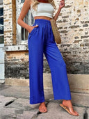 Chic Women's Pants with Elastic Waist and Pockets