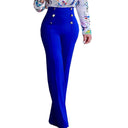 Chic High-Waist Women's Pants with Decorative Buttons