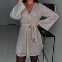 V-Neck Glitter Evening Dress for Women