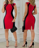 Chic Women's Cocktail Dress with Bold Side Inserts