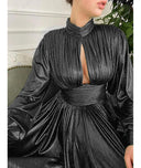 Chic Maxi Dress with Pleated Design for Fall