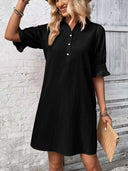 Women's Short Sleeve Shirt Dress with Pocket Style