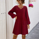 Chic Knit Dress with Romantic Lace Accents