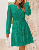 Stylish Women's Blouse Dress with Unique Cutwork and Statement Sleeves
