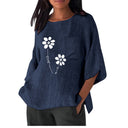 Floral Print Women's Blouse with Chest Pocket