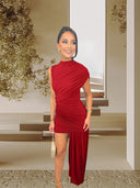 Women's Asymmetrical Mini Dress with Chic Drapé Design
