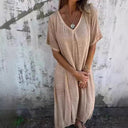 Chic V-Neck Summer Dress with Wide Sleeves