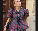 Floral Print Blouse with Statement Sleeves for Women