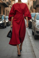 Stylish Midi Dress with Flowing Sleeves