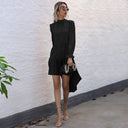Chic Midi Dress with Ruffles and Long Sleeves