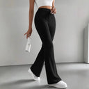 High Waist Wide-Leg Ribbed Pants for Women
