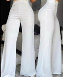 Chic High-Waist Palazzo Pants with Button Accents