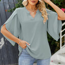 Chic V-Neck Blouse with Flared Sleeves