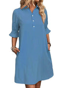 Women's Short Sleeve Shirt Dress with Pocket Style