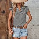 Summer Striped Blouse with Ruffle Design for Women