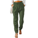 Women's Cotton Trousers with Elastic Waist and Handy Pockets