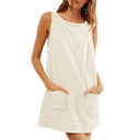 Jersey Dress with Pockets and Round Neck for Women