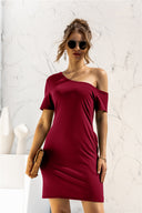 Asymmetrical Neckline Women's Dress for Effortless Style