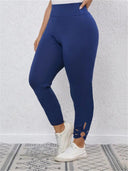 Chic Women's High-Waisted Leggings with Trendy Cut Accents