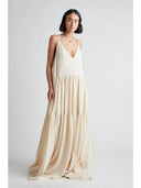 Elegant Women's Maxi Dress: Deep V-Neck & Flowing Skirt