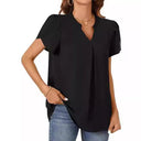 Chic V-Neck Blouse with Puff Sleeves