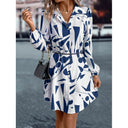 Geometric Print Button-Up Dress for Women