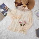 Ladies Sheer Lace-Detail Blouse