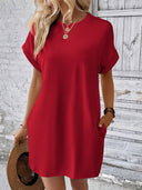 Chic Women's T-Shirt Dress with Pockets