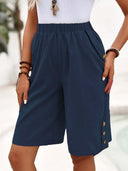 Chic Women's Airy Shorts with Button Accents