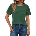 Chic Women's T-Shirt with Crochet Sleeves