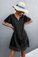 Chic Women's Dress with Puff Sleeves and Ruffle Details