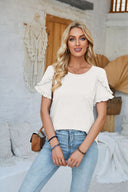 Chic Ruffle Detail Women's T-Shirt