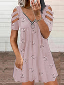Heart Motif Dress with Side Cut-Outs for Women