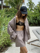 Linen Blouse and Shorts Ensemble for Women