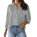 Striped Women's Blouse with Pocket - Stylish Comfort