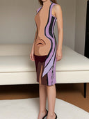 Chic Midi Dress with Contemporary Print for Women