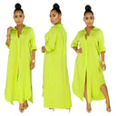 Stylish Women's Shirt Dress with Side Slits