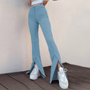 Women's Flared Leggings with Stylish Side Slit