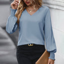 Chic Blouse with Pleated Sleeves for Females