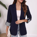 Chic Women's Blazer with Striped Sleeves and Classic Design