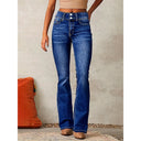 High-Waisted Bootcut Jeans with Stylish Buttons