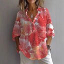 Floral Print Women's Blouse with Button Placket